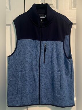 Club Room Men's Navy and Heather Blue Full-Zip Fleece Vest